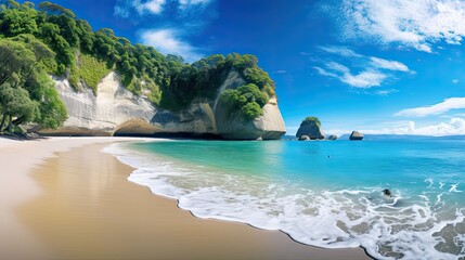Cathedral Cove beach in summer