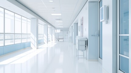 hospital corridor. Space in the ICU unit in the early morning,