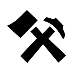 Obraz premium Minimal Axe icon vector silhouette, white background, fill with black