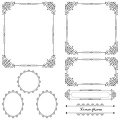 Set of Decorative vintage frames and borders. floral ornamental frame. Calligraphic frame and page decoration. Vector illustration
