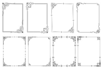 Set of Decorative vintage frames and borders. floral ornamental frame. Calligraphic frame and page decoration. Vector illustration - obrazy, fototapety, plakaty