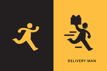 Silhouette of a Delivery Man. Isolated Vector Illustration. - obrazy, fototapety, plakaty