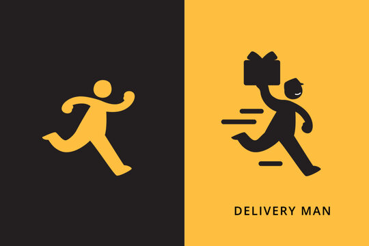 Silhouette of a Delivery Man. Isolated Vector Illustration.
