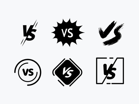 Collection of Six Versus Letters. Isolated Vector Illustration