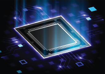 CPU Chip on Motherboard. Central Computer Processors CPU concept. Data processing. Futuristic microchip processor. Digital chip. - 695701523