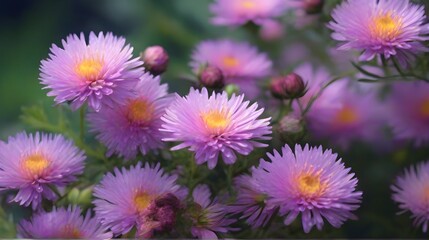 purple flowers of asters in the garden, shallow depth of field