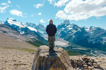 MAN poses in beautiful view towards Cerro Torre