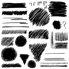 set of black and white pencil drawing on paper