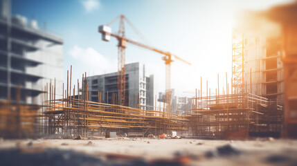 Construction site in the city. Real estate blurred background
