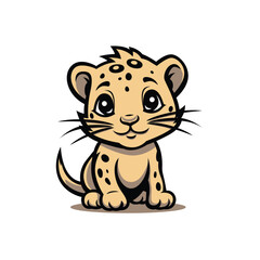 Cute baby leopard character isolated vector
