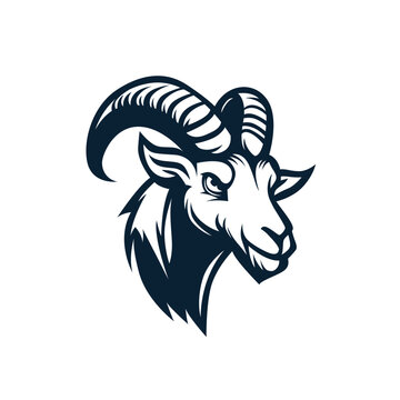 Goat mascot isolated vector black and white
