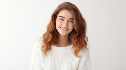 Fototapeta premium Portrait of young happy beautiful woman smiling 
