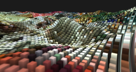 Obraz premium Abstract colorful landscape of futuristic rectangles moving waves background