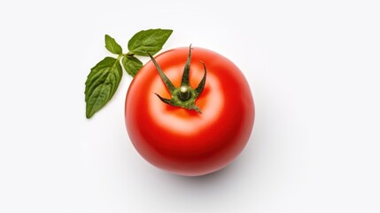 Tomato whole, half, on white background. 