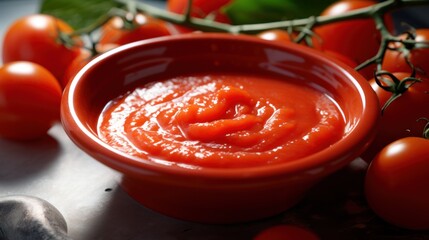 Tomato sauce ,Sauce, tomatoes on a bowl, details in the kitchen - obrazy, fototapety, plakaty