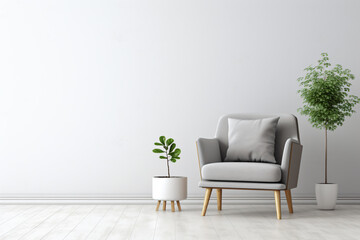 a chair and a potted plant in a room