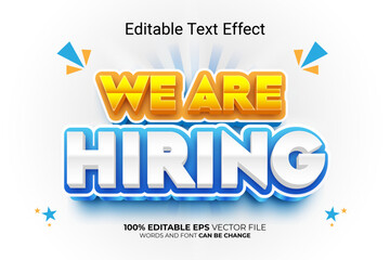 We Are Hiring 3d editable vector text effect style