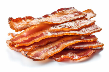 a pile of bacon sitting on top of a white surface