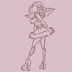 illustration of Santa girl vector for card decoration illustration