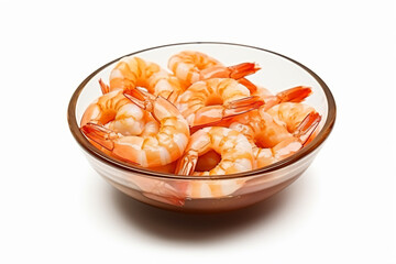 Fototapeta na wymiar a bowl of shrimp on a white surface