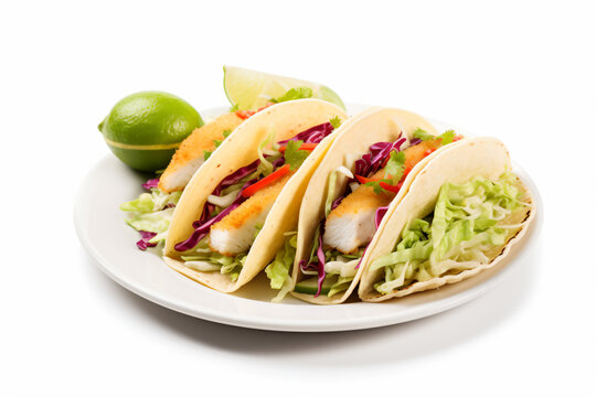 a plate of tacos with limes and a lime