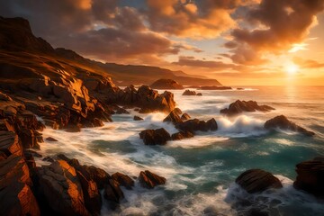 Naklejka premium sunset over the sea