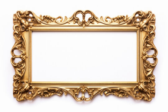 Golden color frame with empty space on white background.