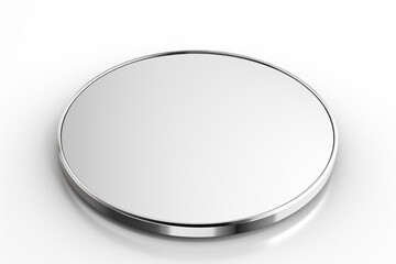 a round mirror on a white surface