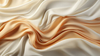 Closeup of rippled white silk fabric background. 3d render illustration,Generative AI