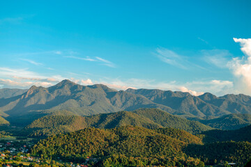 View of Mae Hong Son province from a high angle and photographed as a landscape.