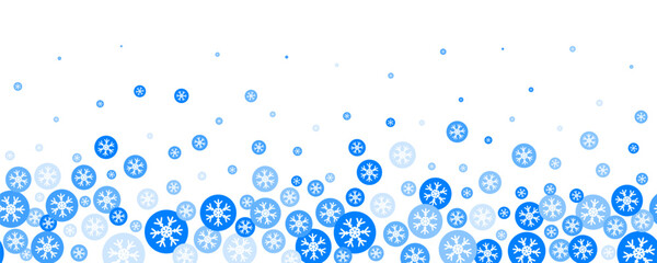 Snowflakes vector background. Winter holiday decor with blue crystal elements. Graphic icy frame isolated on white backdrop.