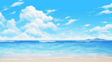 Obraz premium 맑은 날씨의 바다 일러스트