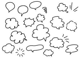 水彩風　手描きフリーハンド　吹き出し　ブラック