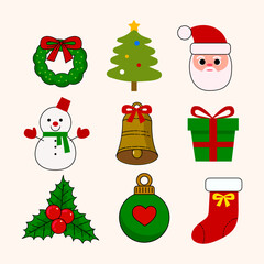 Christmas icon sign and symbol vector illustration set. Isolated on white background.