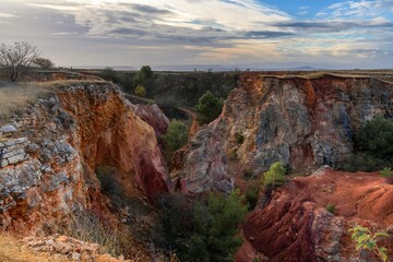 view of the Bauxite Quarries of Murgetta Rossi in the Alta Murgia National Park in southern Italy