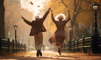 Old couple dancing on the street