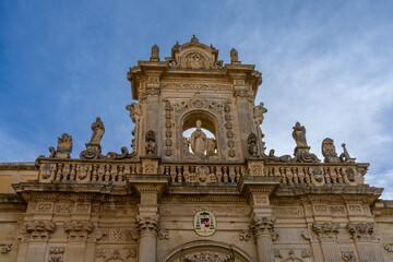 Obraz premium detail of the exterior facade of the Lecce Cathedral in the historic Old Town