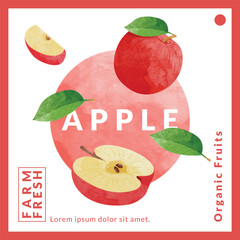 Apple packaging design templates, watercolour style vector illustration.