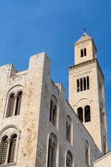 vertical view of the Basilica San Nicola in the historic old town of Bari Vecchio