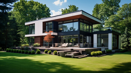 Fototapeta na wymiar modern house a sleek and minimalist architectural masterpiece, AI Generative.