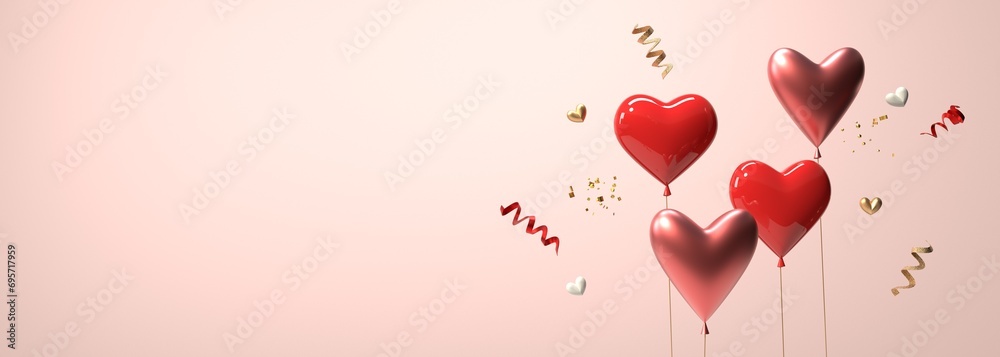 Sticker Appreciation and love theme - heart shaped balloons - 3D render