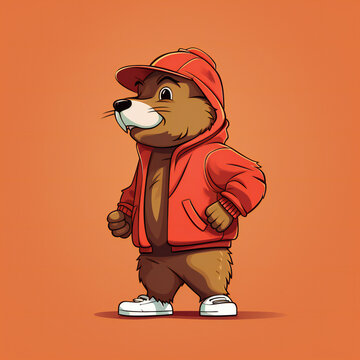 beaver in hoodie