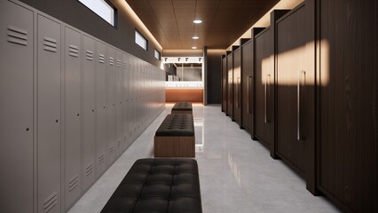 locker room for sport activity 3d render