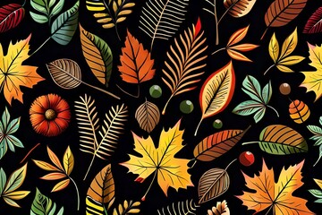 seamless pattern with autumn leaves