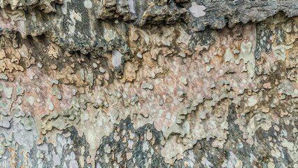 Bark of a tree with lichen on it. Abstract background