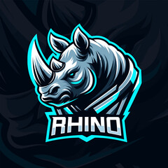 Sport and E-Sport Teams' Logo Rhino Mascot in Black Illustration © Aryasakti