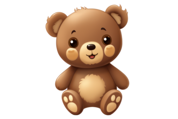3d cartoon Teddy Bear cute bear on transparent background
