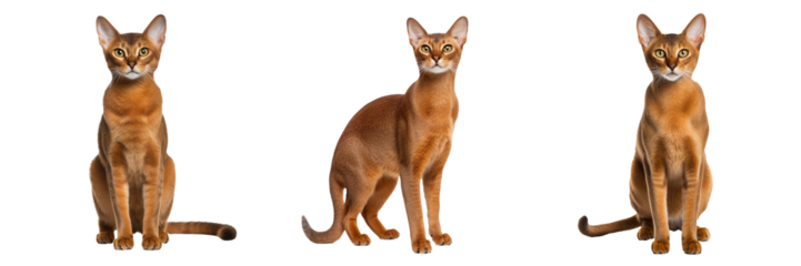Majestic Abyssinian Cat - Striking Full-Body Portrait on Transparent Background