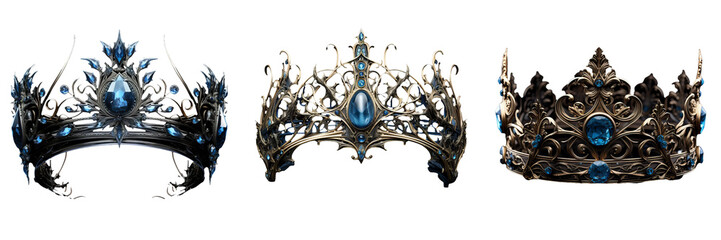 Enchanting Blue Crown - Regal Fantasy Object on Transparent Background