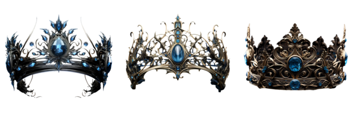 Enchanting Blue Crown - Regal Fantasy Object on Transparent Background